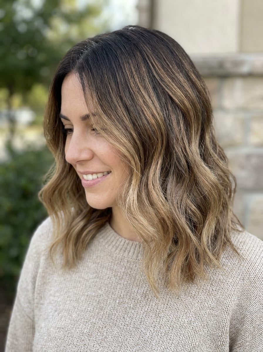Balayage auf mittellangen braunen Haaren - Balayage braune Haare